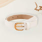 1pc square buckle retro belt in white