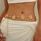 1pc vintage unique silver metal flower waist chain in gold