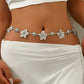 1pc vintage unique silver metal flower waist chain in silver