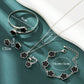 1set(5pcs) clover pendant necklace, bracelet, earrings and ring set in black