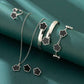 1set(5pcs) clover pendant necklace, bracelet, earrings and ring set in black