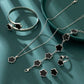 1set(5pcs) clover pendant necklace, bracelet, earrings and ring set in black