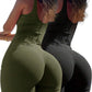 2pcs Solid color sleeveless playsuit in green