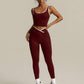 2pcs contrast sport sets in burgundy