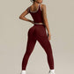 2pcs contrast sport sets in burgundy