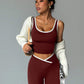 2pcs contrast sport sets in burgundy