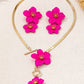 2pcs floral pendant necklace & earinngs set in pink