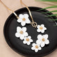 2pcs floral pendant necklace & earinngs set in white