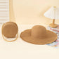 2pcs khaki woven pattern straw hat & crossbody bag in khaki