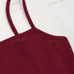 2pcs plain spaghetti strap dress & short sleeve top set in red