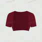 2pcs plain spaghetti strap dress & short sleeve top set in red