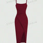 2pcs plain spaghetti strap dress & short sleeve top set in red