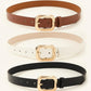 2pcs pu leather jeans belt in white & brown