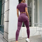 2pcs seamless high stretch yoga set in purple