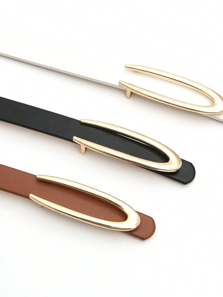 2pcs tone buckle belt in multi