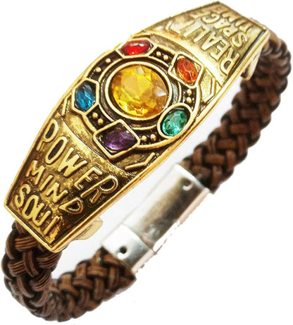 Thanos 6 gauntlet power stone bracelet & ring set in gold