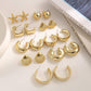 3 pairs starfish and shell gold tone earring set in 6pcs/A