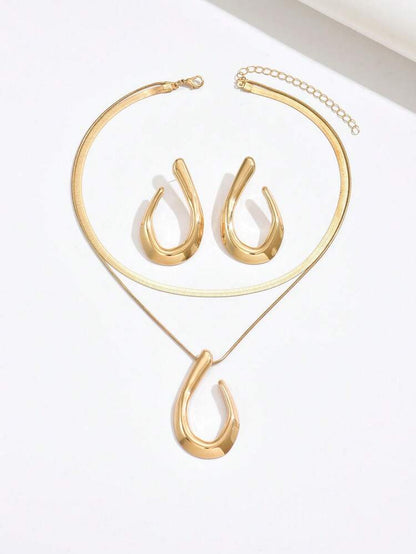 3pcs asymmetrical layered necklace set in gold