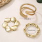 3pcs asymmetrical shaped bracelet 7 bangle set in gold