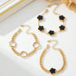3pcs rhinestone decor thick chain bracelets in black