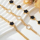 3pcs rhinestone decor thick chain bracelets in black