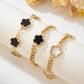 3pcs rhinestone decor thick chain bracelets in black