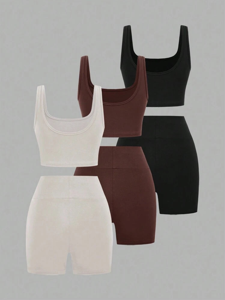 3pcs round neck sport sets in multi