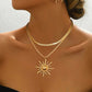 3pcs sunflower design necklace set in gold