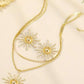 3pcs sunflower design necklace set in gold
