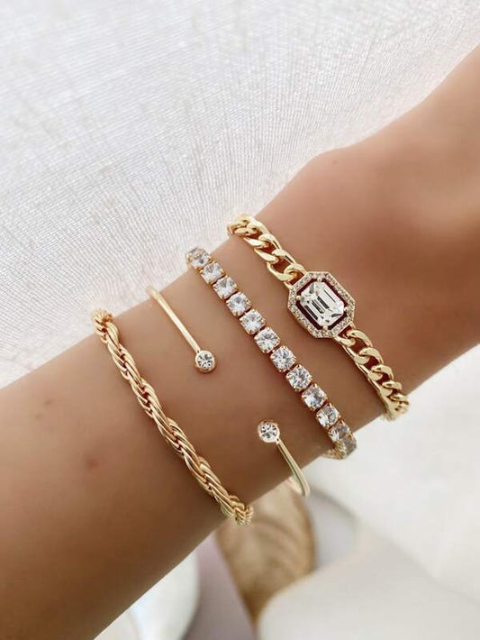 4pcs bohemian chain bracelet set in gold