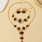 4pcs exaggerated gold jewelry set in brown