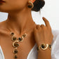 4pcs exaggerated gold jewelry set in brown