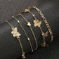 4pcs set butterfly heart beaded anklet in gold