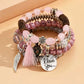 4pcs set tassel beaded bracelets in pink