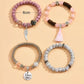 4pcs set tassel beaded bracelets in pink