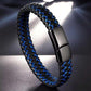 Titanium steel braided leather wristband