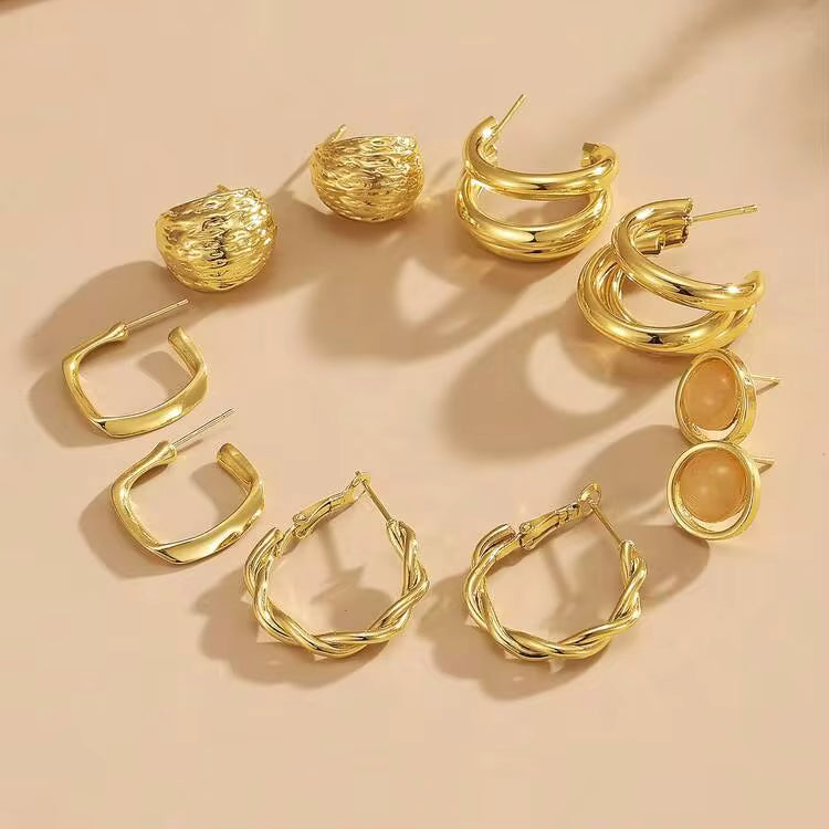 5pair earring metal set in gold
