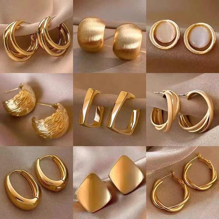 5pair earring metal set in gold