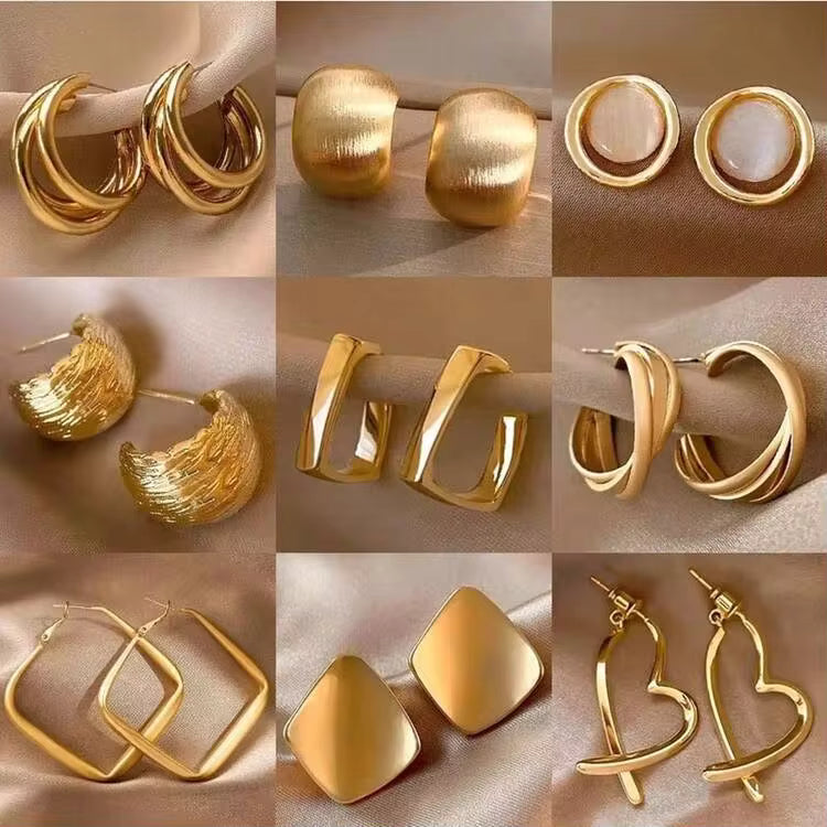 5pair earring metal set in gold