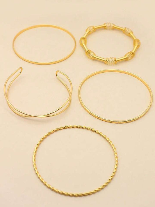 5pcs crossed diamond pattern twisted bracelet in gold