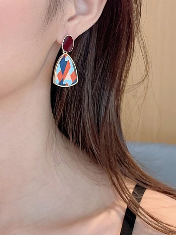 5pcs set floral enamel pearl stud earrings set in multi