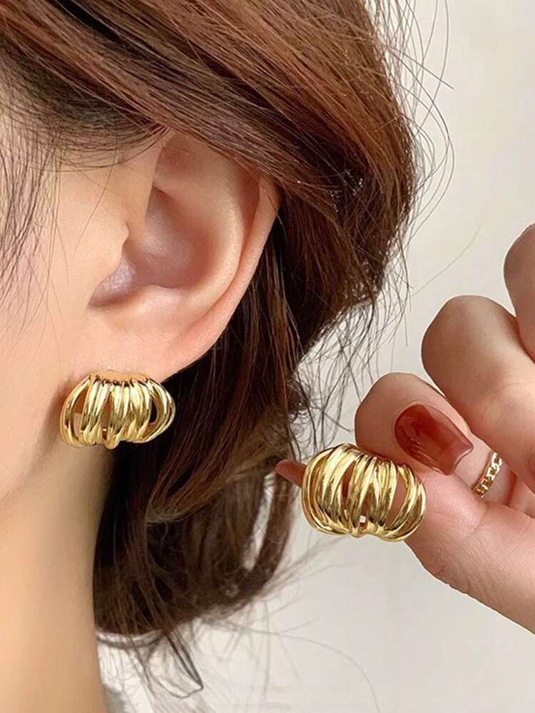 5pcs set minimalist vintage hoop earrings set in gold