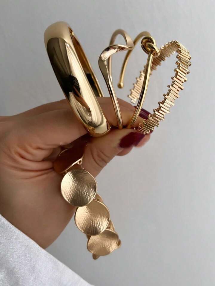 5pcs vintage exaggerated bangle set in gold