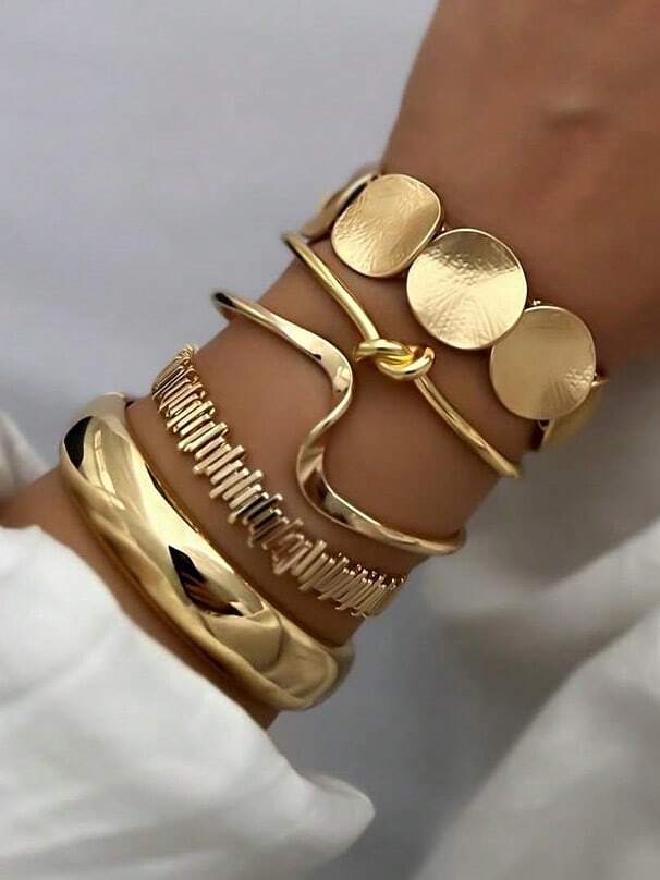 5pcs vintage exaggerated bangle set in gold