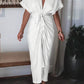 Button down belted shirt dress in white