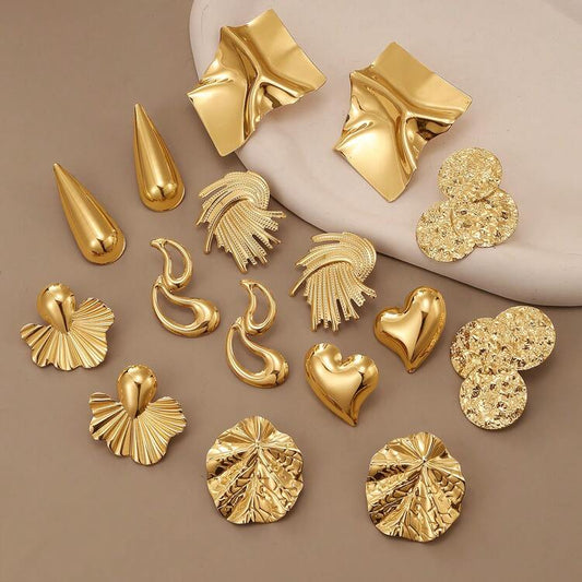 6pcs geometric gold earrings set in gold