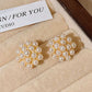 8pcs vintage smooth pearl earrings set in gold