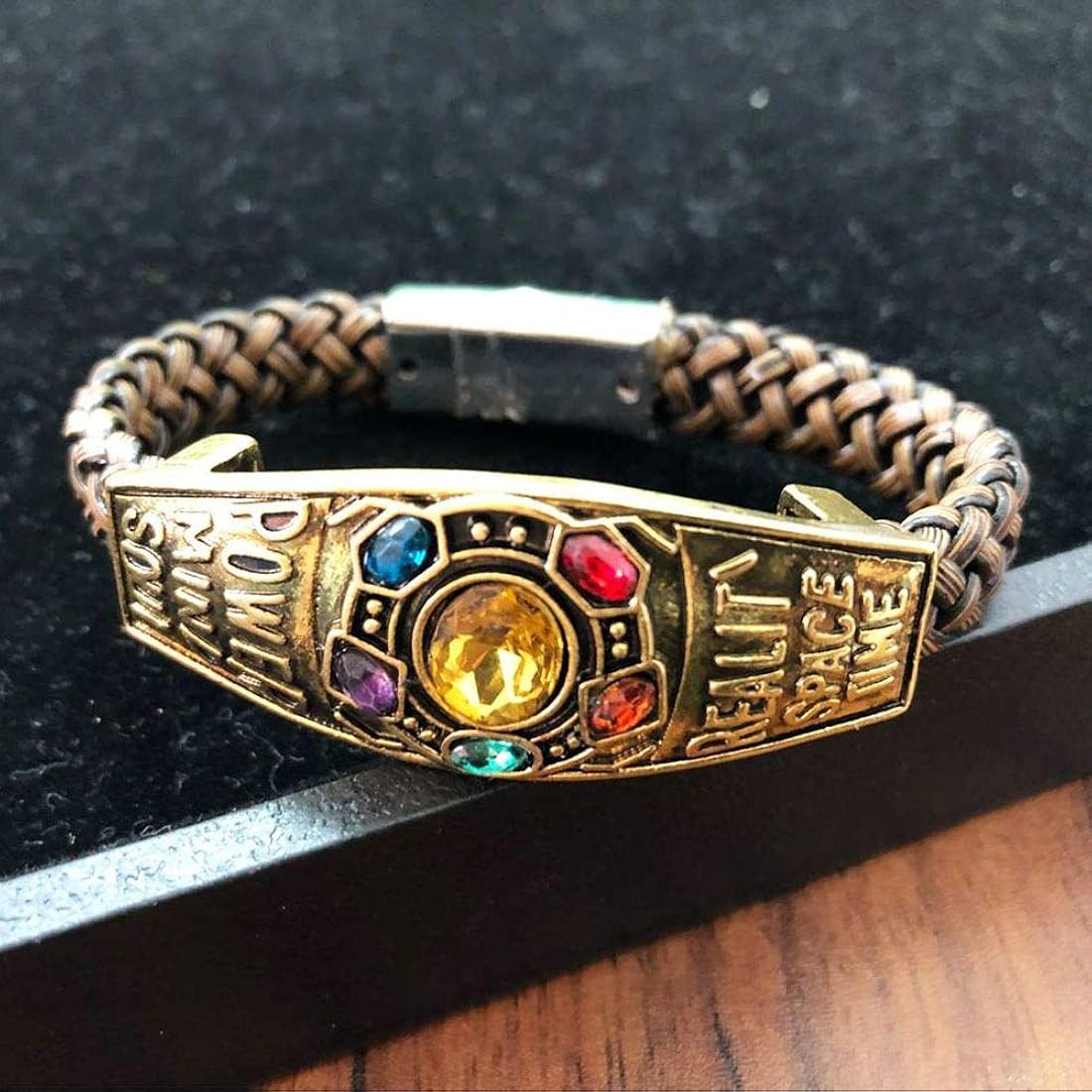 Thanos 6 gauntlet power stone bracelet & ring set in gold