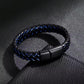 Titanium steel braided leather wristband