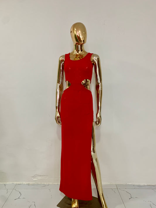 Red cut out maxi dress
